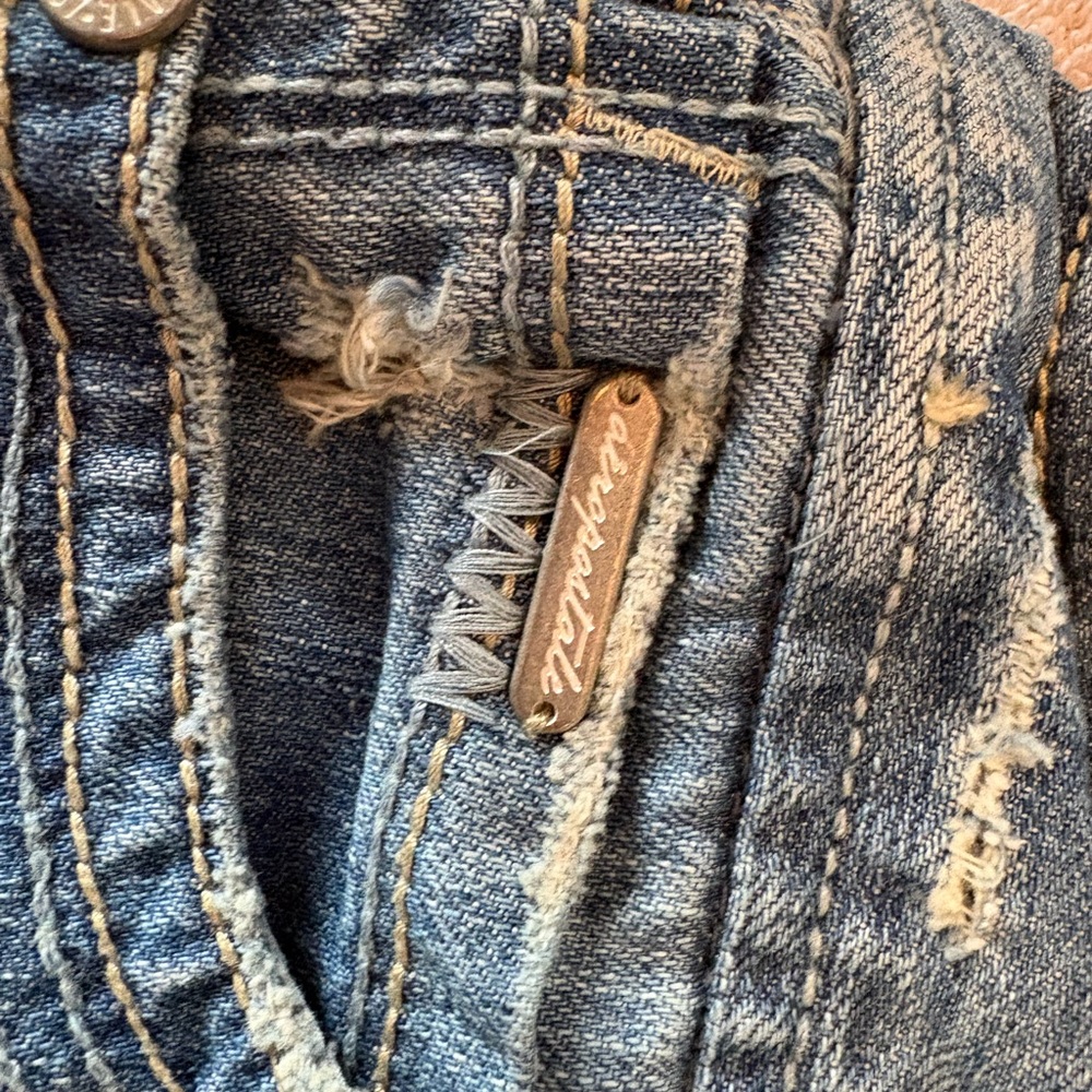 VINTAGE Aéropostale Y2K Distressed Denim mini skirt-size 4 - Picture 3 of 7
